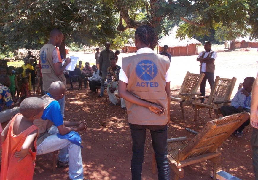 Sensibilisations communautaires réalisées par les équipes d’ACTED dans le cadre de l’agenda PAF – Photo prise par ACTED, 2019, projet financé par le Fonds Humanitaire